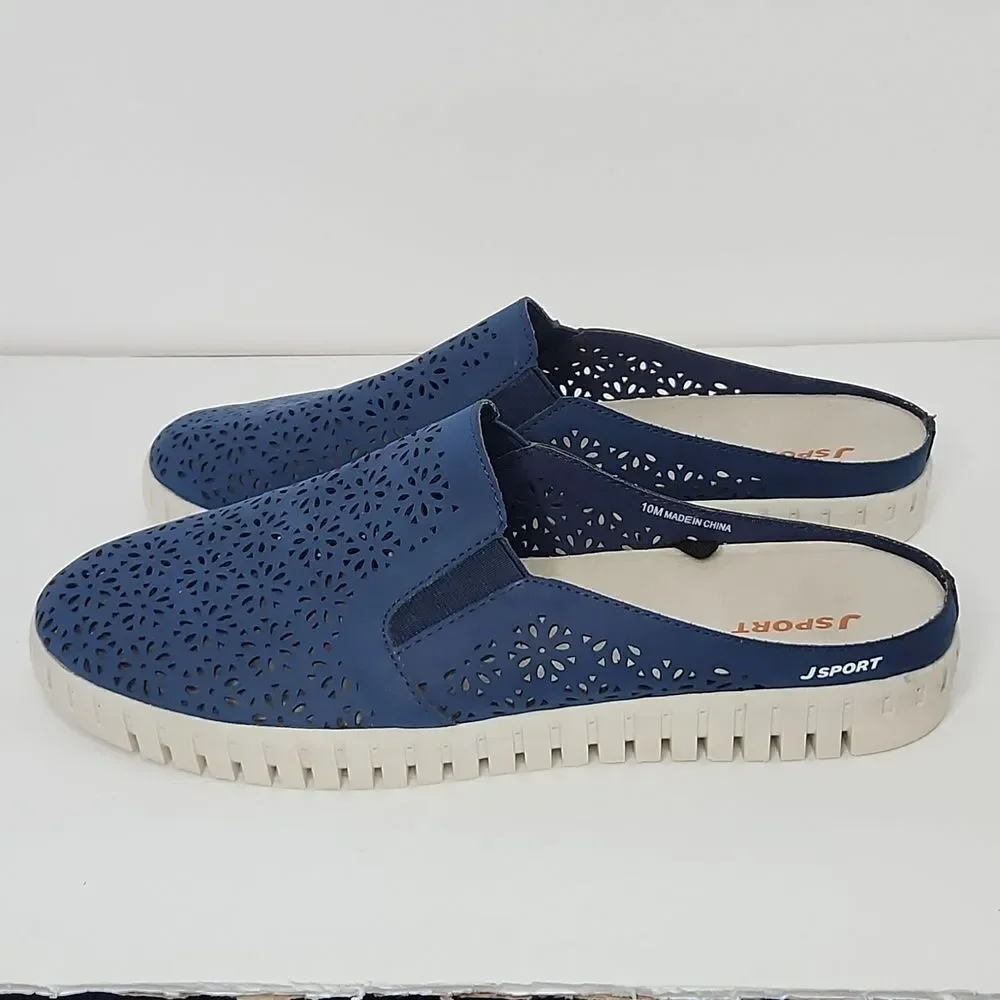 J- sport slip-on floral laser cut out mule shoes - Picture 3 of 8